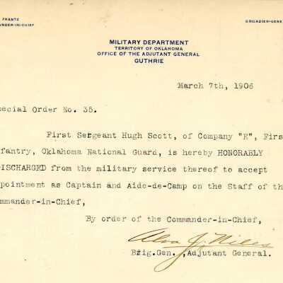 Special Order #35 Headquarters Oklahoma National Guard-1906