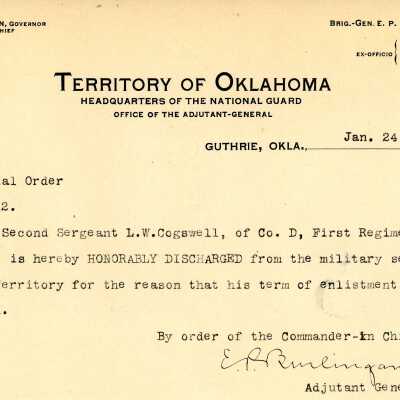 Special Order #12 Headquarters Oklahoma National Guard-1906