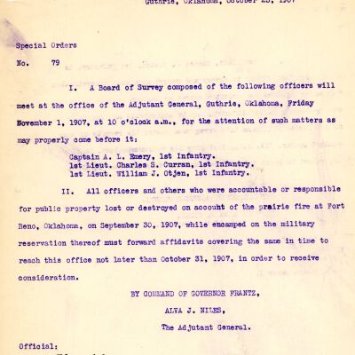Special Order #79 Headquarters Oklahoma National Guard-1907