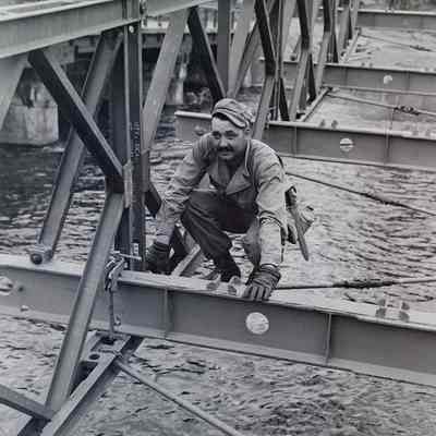 Soldier assembling a Bailey Bridge
