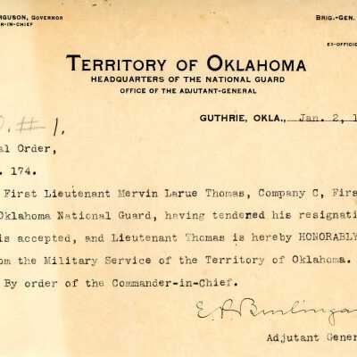 Special Order #1 Headquarters Oklahoma National Guard-1906