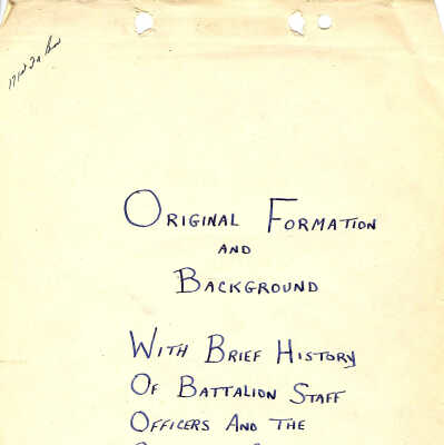 171st Field Artillery Original Formation and Background Report