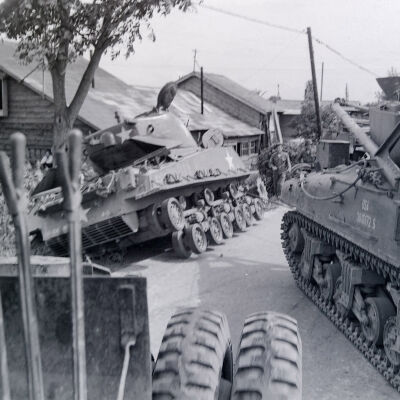 Tank being recovered on a roadside