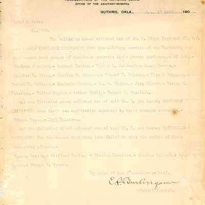 Special Order #112 Headquarters Oklahoma National Guard-1903