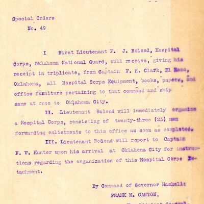 Special Order #49 Headquarters Oklahoma National Guard-1908