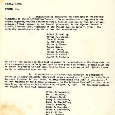 General Order #35 Headquarters Oklahoma National Guard-1919