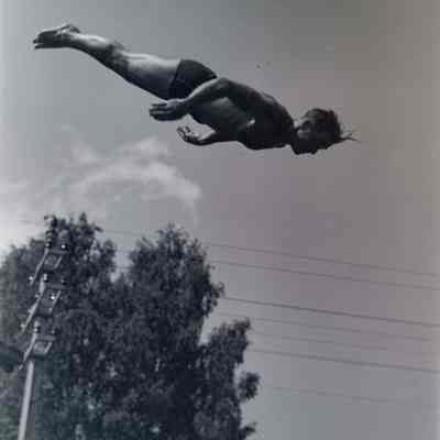 Soldier performing a high dive