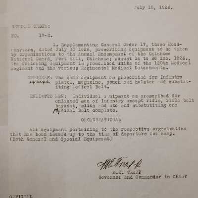General Order #17-E Headquarters Oklahoma National Guard-1926