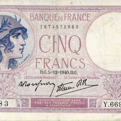 French Five Francs Modified-1940
