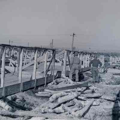Tent frames under construction