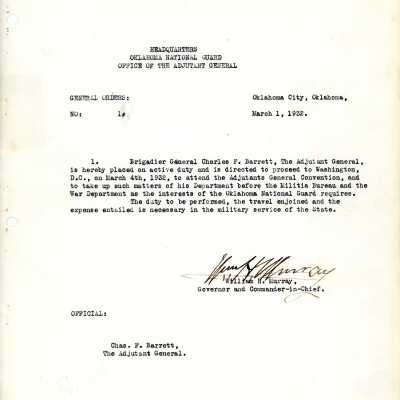 General Order #1 Headquarters Oklahoma National Guard-1932