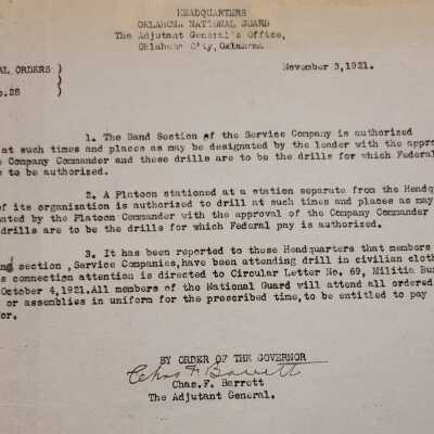 General Order #28 Headquarters Oklahoma National Guard-1921