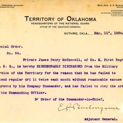 Special Order #54 Headquarters Oklahoma National Guard-1904