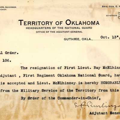 Special Order #106 Headquarters Oklahoma National Guard-1904