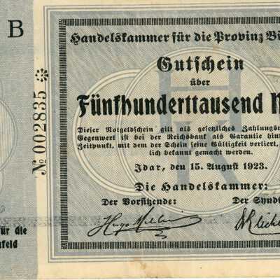German District of Birkenfeld Five-Hundred Thousand Mark Notgeld