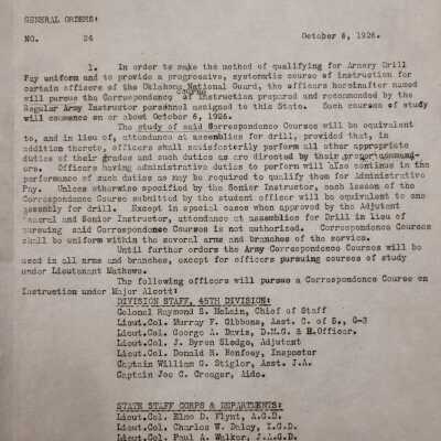 General Order #24 Headquarters Oklahoma National Guard-1926