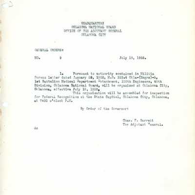General Order #9 Headquarters Oklahoma National Guard-1928