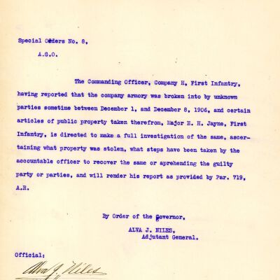 Special Order #8 Headquarters Oklahoma National Guard-1907
