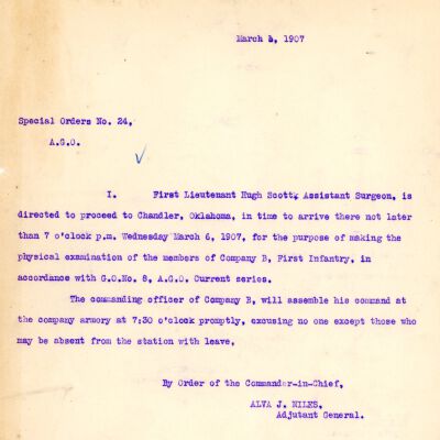 Special Order #24 Headquarters Oklahoma National Guard-1907