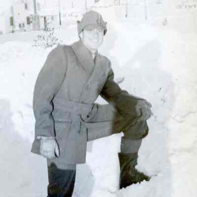 Soldier standing on the snow