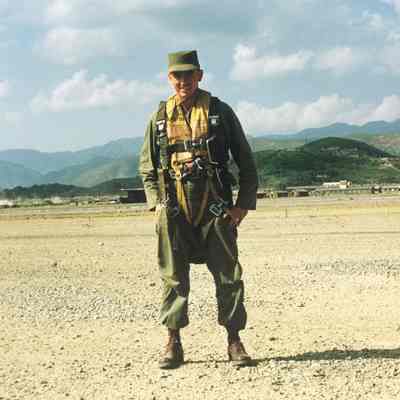 Soldier with lifejacket at airfield