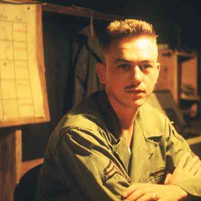 Soldier in an office
