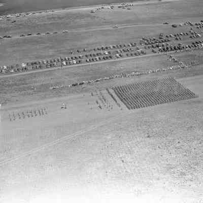 Aerial shot of troop parade