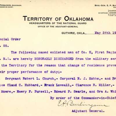 Special Order #55 Headquarters Oklahoma National Guard-1904