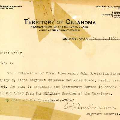 Special Order #4 Headquarters Oklahoma National Guard-1906