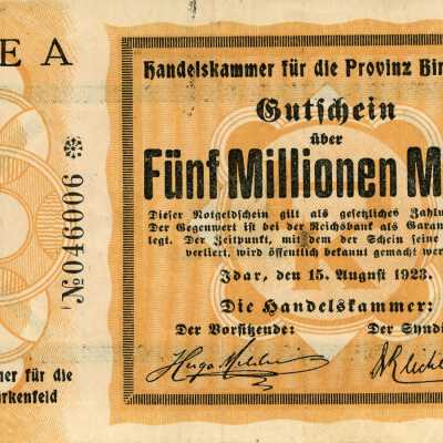 German District of Birkenfeld Five Million Mark Notgeld