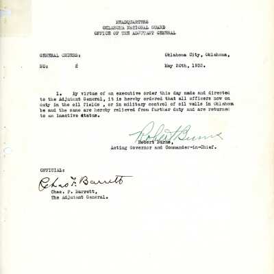 General Order #2 Headquarters Oklahoma National Guard-1932