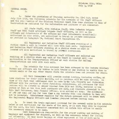 General Order #6 Headquarters Oklahoma National Guard-1932
