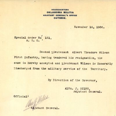 Special Order #151 Headquarters Oklahoma National Guard-1906