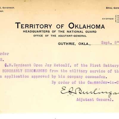 Special Order #92 Headquarters Oklahoma National Guard-1903