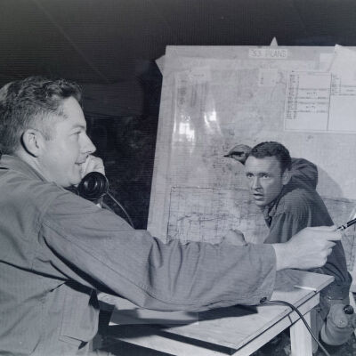 Two soldiers in S-3 map room