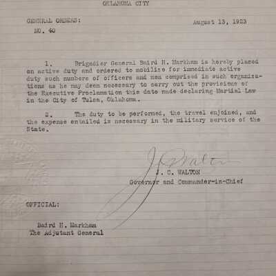 General Order #40 Headquarters Oklahoma National Guard-1923