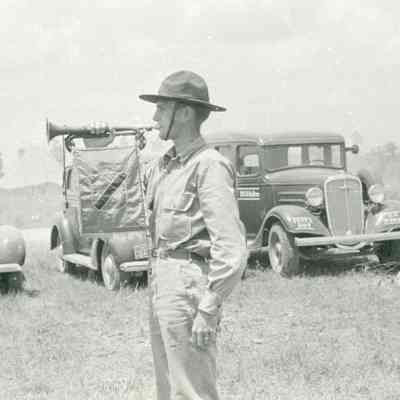 Soldier playing a bugle