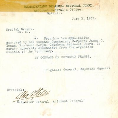 Special Order #57 Headquarters Oklahoma National Guard-1907