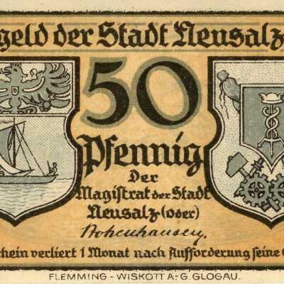 German City of Neusalz Fifty Pfennig Notgeld