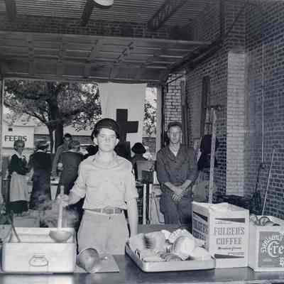 Soldier serving food