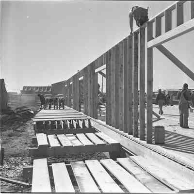 Wood barracks under construction
