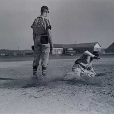 Soldiers playing baseball