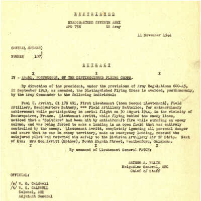 Distinguished Flying Cross Citation