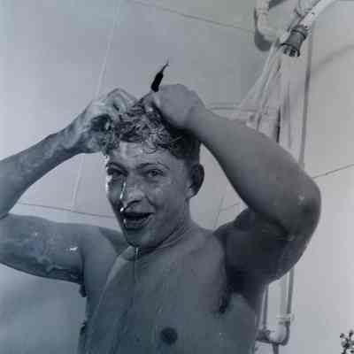 Soldier taking a shower