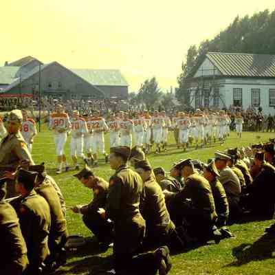 Soldiers playing football