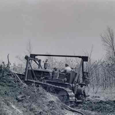 Soldier operating a bulldozer