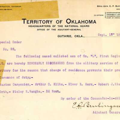 Special Order #93 Headquarters Oklahoma National Guard-1903