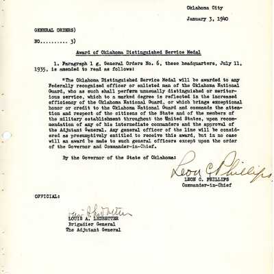 General Order #3 Headquarters Oklahoma National Guard-1940