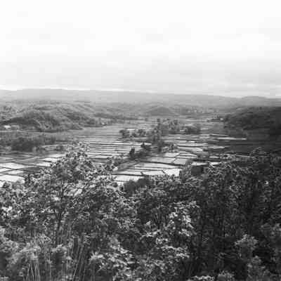 Scenic view of rural farm valley