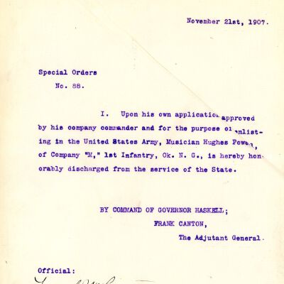 Special Order #88 Headquarters Oklahoma National Guard-1907